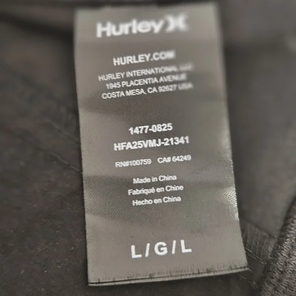 Hurley men's black windbreaker jacket with full zip closure Size L - Picture 8 of 16